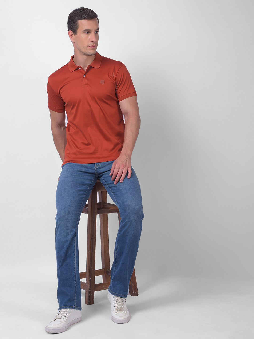 Numero Uno Men Burnt Orange Polo Neck T-Shirt